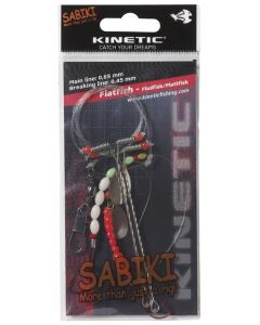 Sabiki Plattfisktackel, 0,65mm - Röd/Vit m. sked